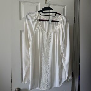 White House Black Market white long sleeve blouse, size XL, NWOT